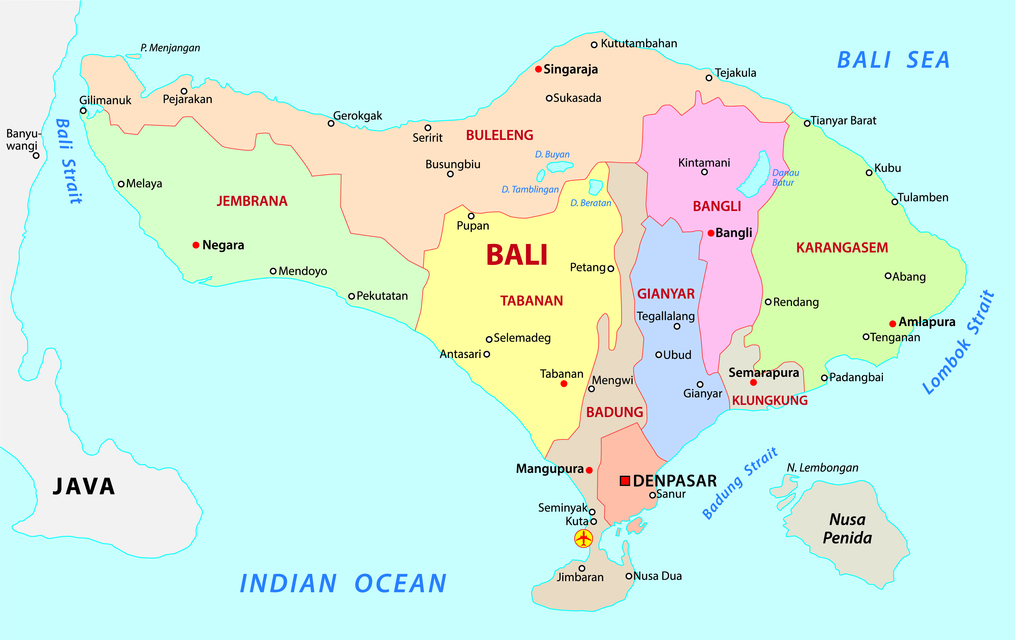 Bali Map | Bali Sun Tours